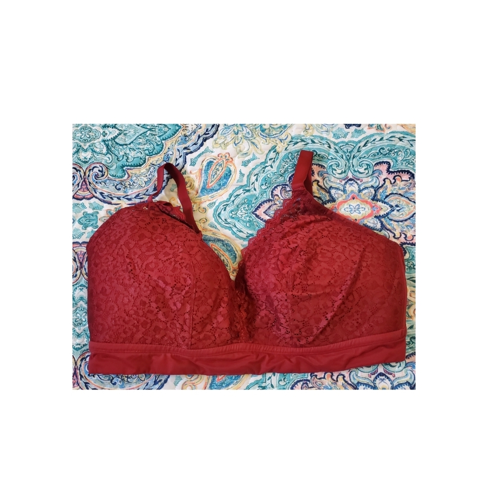 Auden Red Lace Padded Bra